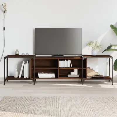 Comoda tv, stejar maro, 203x37x50 cm, lemn prelucrat