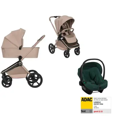 Carucior 3 in 1, Lionelo, Freya, Cu scoica ADAC, Landou si salteluta ventilate, Pliabil, Reglare…