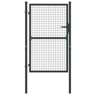 Poarta de gradina din plasa, gri, 100x175 cm, otel galvanizat