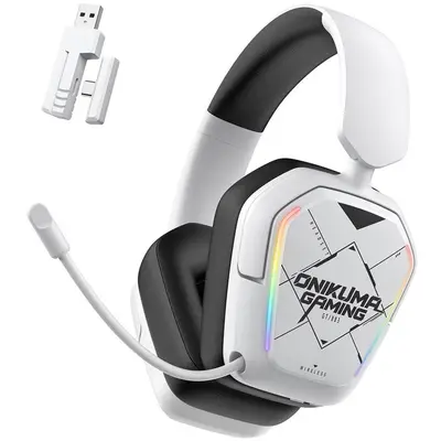 Casti Gaming BGT883 Bluetooth 5.4 Autonomie 20 Ore Microfon Iluminare RGB Incarcare USB-C Alb