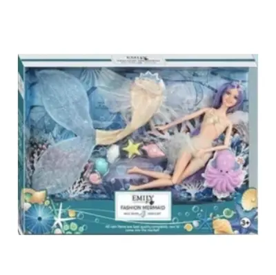 Papusa sirena Emily Fashion Mermaid, cu planta subacvatica