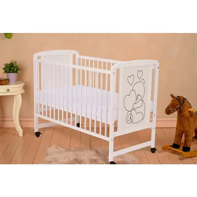 Patut din lemn, 120x60 cm, Din lemn de pin si mdf, Stabil si rezistent, Inaltime saltea reglabila…