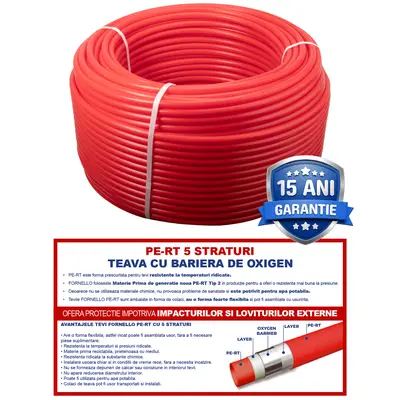 Teava Fornello PE-RT 5 straturi si bariera de oxigen16x2 mm PN 10 bar pentru incalzire in…
