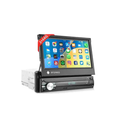 Radio 1DIN Android cu ecran retractabil 7 inch, 2+64G, Wireless Carplay Android Auto BT WiFi GPS…
