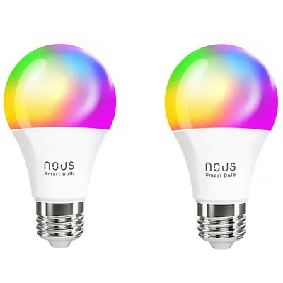 Nous Pachet 2 becuri LED RGB inteligente Nous P3, Wi-Fi, E27, 9W, 810 lm, control vocal, lumina…
