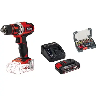 Einhell Set masina de gaurit si insurubat (bormasina) pe acumulator Einhell PXC TE-CD 18/40…