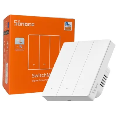Intrerupator inteligent Sonoff ZBM5-3C-86W, 3 canale, 10A, Zigbee , Alb