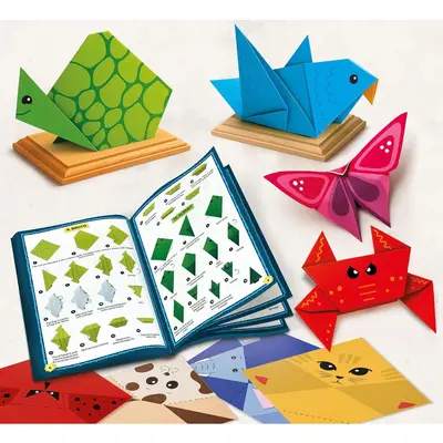 LISCIANI Jucarie Educativa Lisciani KIDS ART - Origami, 105 coli colorate, 4 suporturi din lemn…