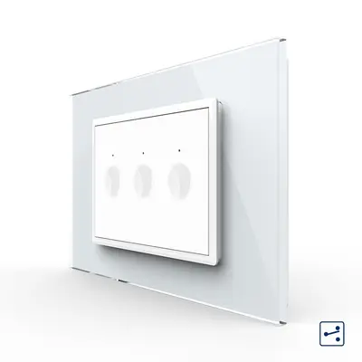 Intrerupator triplu cap scara / cap cruce cu touch Livolo cu rama din sticla, standard Italian –…