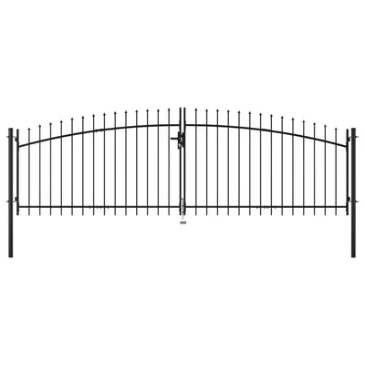 Poarta de gard cu usi duble, cu varfuri de sulita, 400 x 150 cm