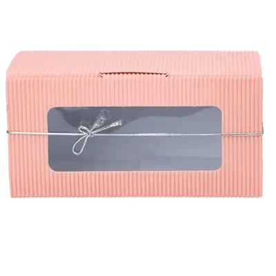 Cutii dreptunghiulare din hârtie cu fereastră și sfoară - roz (set 25 buc) 14x6.5x7 - Default Title