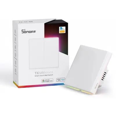 Intrerupator Smart Sonoff T5-2C-86 WiF cu Full Touch (2 canale), Lumina LED 10A/2400W T5-2C-86