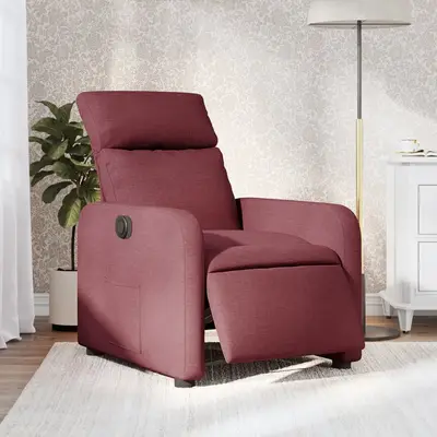 Fotoliu rabatabil electric, rosu vin, material textil