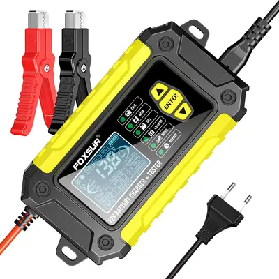 Incarcator și Tester Baterie FOXSUR FTC-1206 2-in-1, 12V/6A – Redresor Inteligent pentru Baterii…