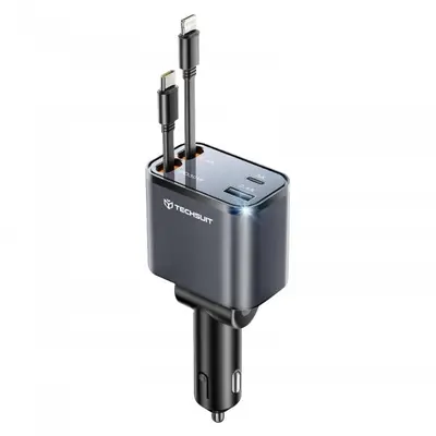 techsuit Incarcator Auto Cu Cablu USB-C / Lightning Techsuit C1 NanoVoltX, 69W, 3A, 1 x USB-A - 1 x…