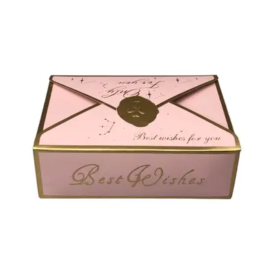Cutii tip plic din hârtie cu sigiliu auriu 10.5x7x3.5cm - roz (set 50 buc) - Default Title