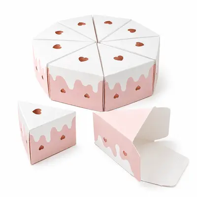 Cutii felie de tort cu inimioare - roz (set 8 buc) - Default Title