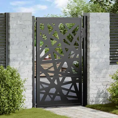 Poarta de gradina neagra 105x155 cm design cu lumina din otel