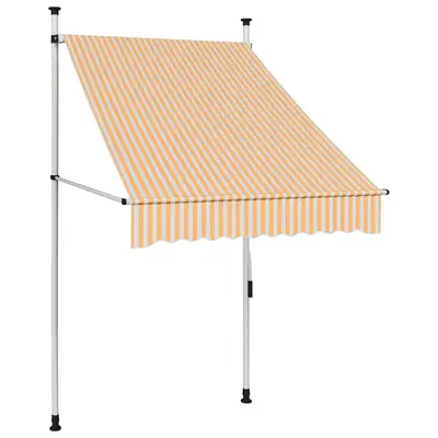 Copertina retractabila manual, dungi portocaliu si alb, 100 cm
