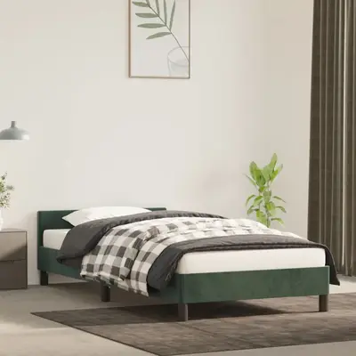 Cadru de pat cu tablie, verde inchis, 80x200 cm, catifea
