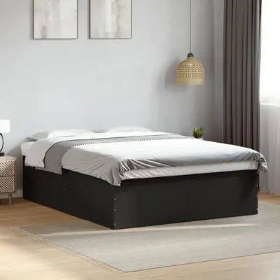 Cadru de pat, negru, 150x200 cm, lemn prelucrat