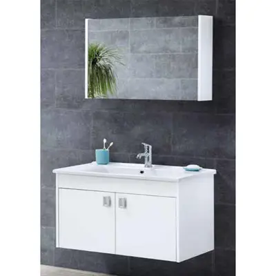 Set mobilier baie Mira suspendat 3 piese alb 85 cm