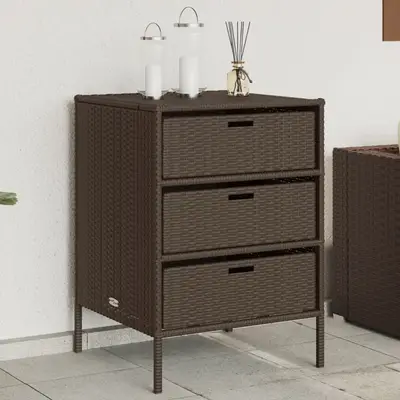 Dulap depozitare de gradina, maro, 55x59x80 cm, poliratan