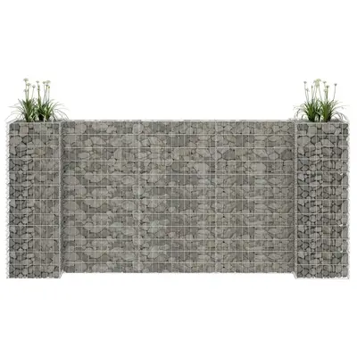 Jardiniera gabion in forma de h, sarma otel, 260 x 40 x 120 cm