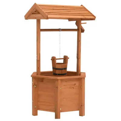 Jardiniera tip fantana pentru gradina, 40x40x84 cm, lemn brad