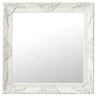 Oglinda de perete in stil baroc, alb, 60 x 60 cm