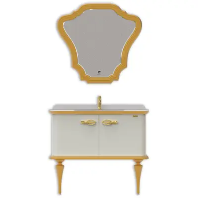 Set mobilier baie Pierre Cardin Angelica 3 piese alb perlat 101 cm