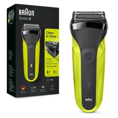 Aparat de ras Braun Series 3 300s, Wet&Dry, 3-Flex Blades, Maner ergonomic, Autonomie 30 min…