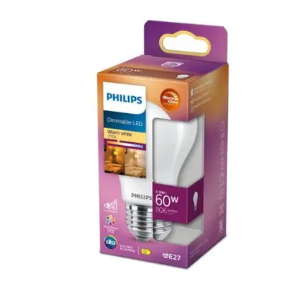 Philips Bec LED Philips Classic A60, putere reglabila,E27, 5.9W (60W), 806 lm