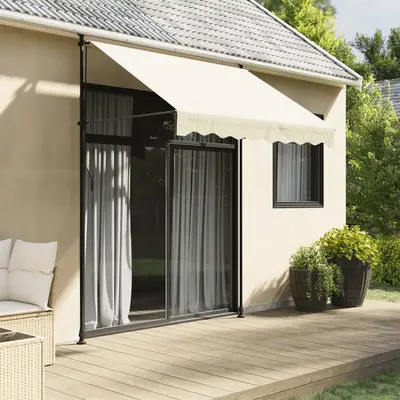 Copertina retractabila, crem, 200x150 cm, tesatura si otel