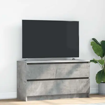Comoda tv, gri beton, 100x35x54 cm, lemn prelucrat