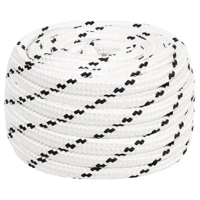 Franghie impletita pentru barca, alb, 16 mm x 25 m, poliester