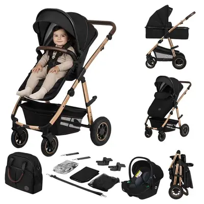 Carucior 3 in 1, Lionelo, Amber, Cadru aluminiu, Cu landou intarit si salteluta moale, Cu scoica…
