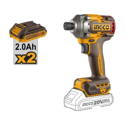 Masina de insurubat cheie cu impact 285nM, 1/4, 20v cu 2 acumulator 2900bpm, brushless Ingco…