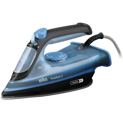 BRAUN Fier de calcat Braun FreeStyle 3 FI3194BK, 2400W, jet de abur 200g/min, abur variabil 0-45…