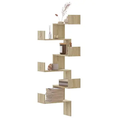 Raft coltar perete stejar sonoma 45x45x147 cm lemn prelucrat