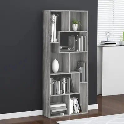 Biblioteca, gri sonoma, 67x24x161 cm, lemn prelucrat