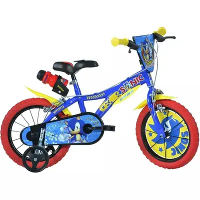 Bicicleta copii, Dino Bikes, Sonic, Roti ajutatoare, Suport cu sticla de apa, 16 inch, Cadru din…