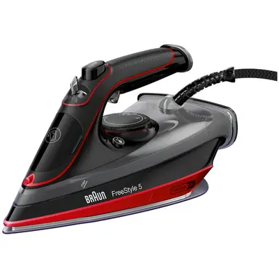 BRAUN Fier de calcat Braun FreeStyle 5 SI5057RD, 2700W, jet de abur 220g/min, abur variabil 0-50…
