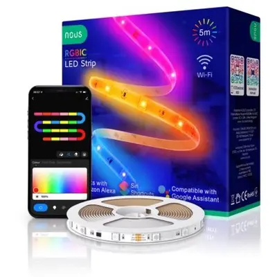Banda LED RGBIC inteligenta Nous F4, Wi-Fi, sincronizare muzica, control vocal, 18W, lumina…