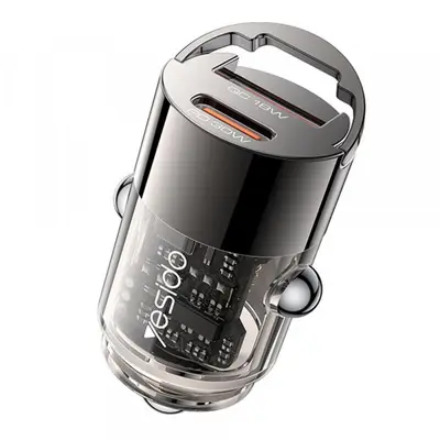 Yesido Incarcator Auto Yesido Y68, 30W, 3A, 1 x USB-A - 1 x USB-C, Negru
