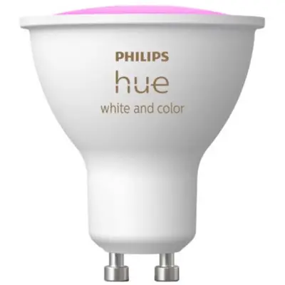 Philips Bec inteligent LED Philips Hue GU10, putere 4.2 W, 400 lm, Wi-Fi, Bluetooth, Alb si color