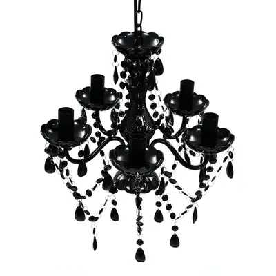 Lustra de cristal, 5 becuri, negru