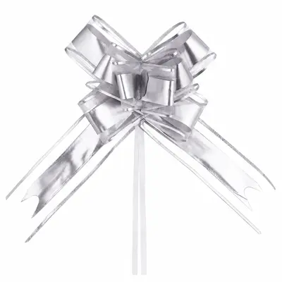 Funde pull bow din satin și organza - argintiu (set 10 buc) - Default Title