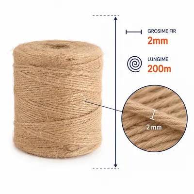 Sfoară iută naturală în rolă - 2mm x 200m