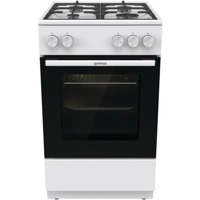 Gorenje Aragaz gaz Gorenje GG5A10WFFM, 4 arzatoare, cuptor 70L, grill, latime 50 cm, Alb